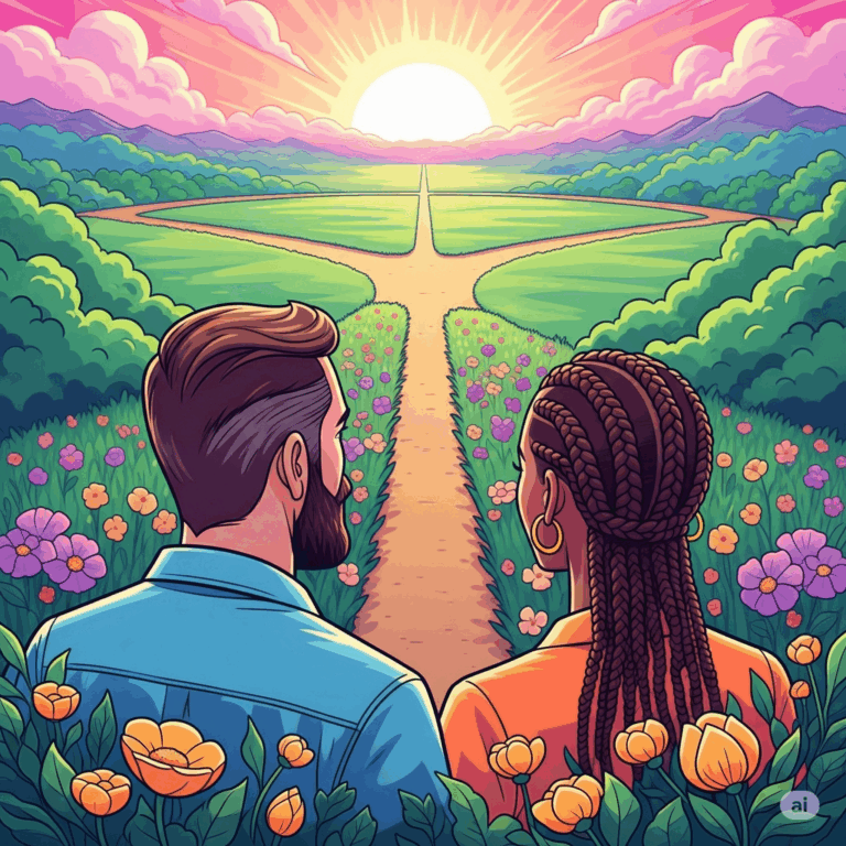 Obraz przedstawiający parę przed życiową decyzją